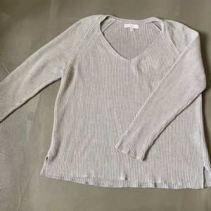 Bare Knitwear Cotton Knit V Neck Sweater Grey